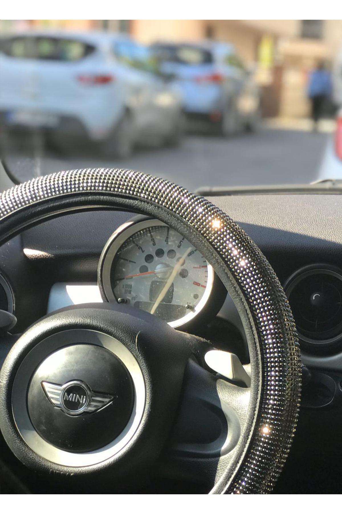 Full Taşlı Füme Renk 38*40 Cm Direksiyon Kılıfı