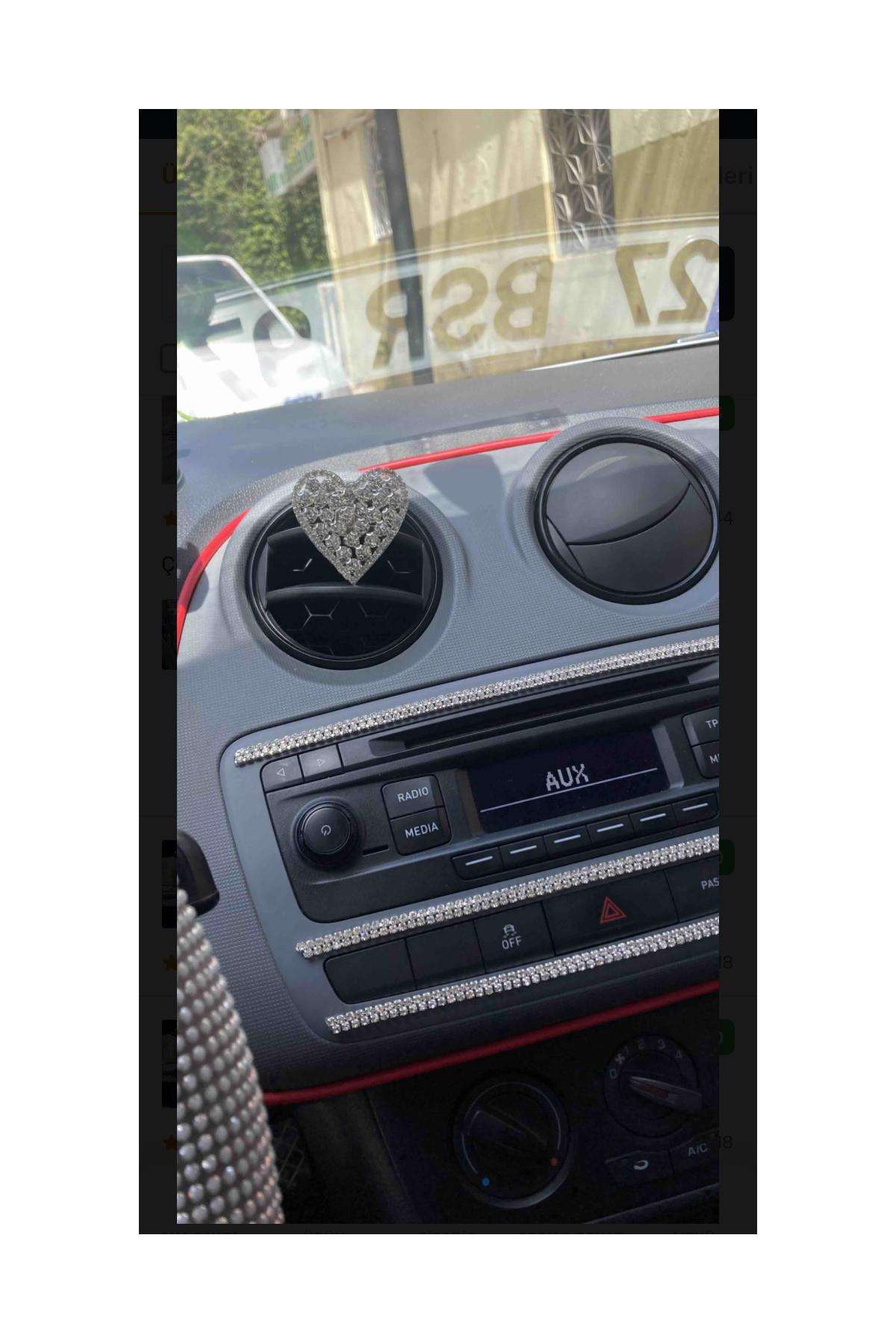 GÜMÜŞ TAŞLI KALP ARABA KLİMA SÜSÜ 1 ADETTİR