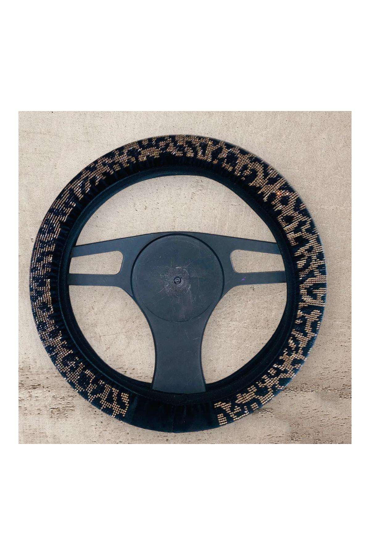 Leopar Model Cristal Taşlı Direksiyon Kılıfı (Her Markaya Uygun)