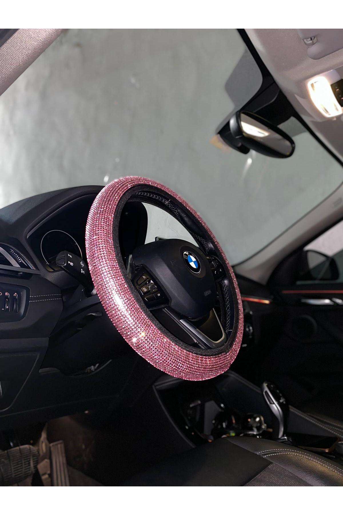 Pembe swarovski taşlı Direksiyon Kılıfı 35/40 cm tüm araçlara uygun
