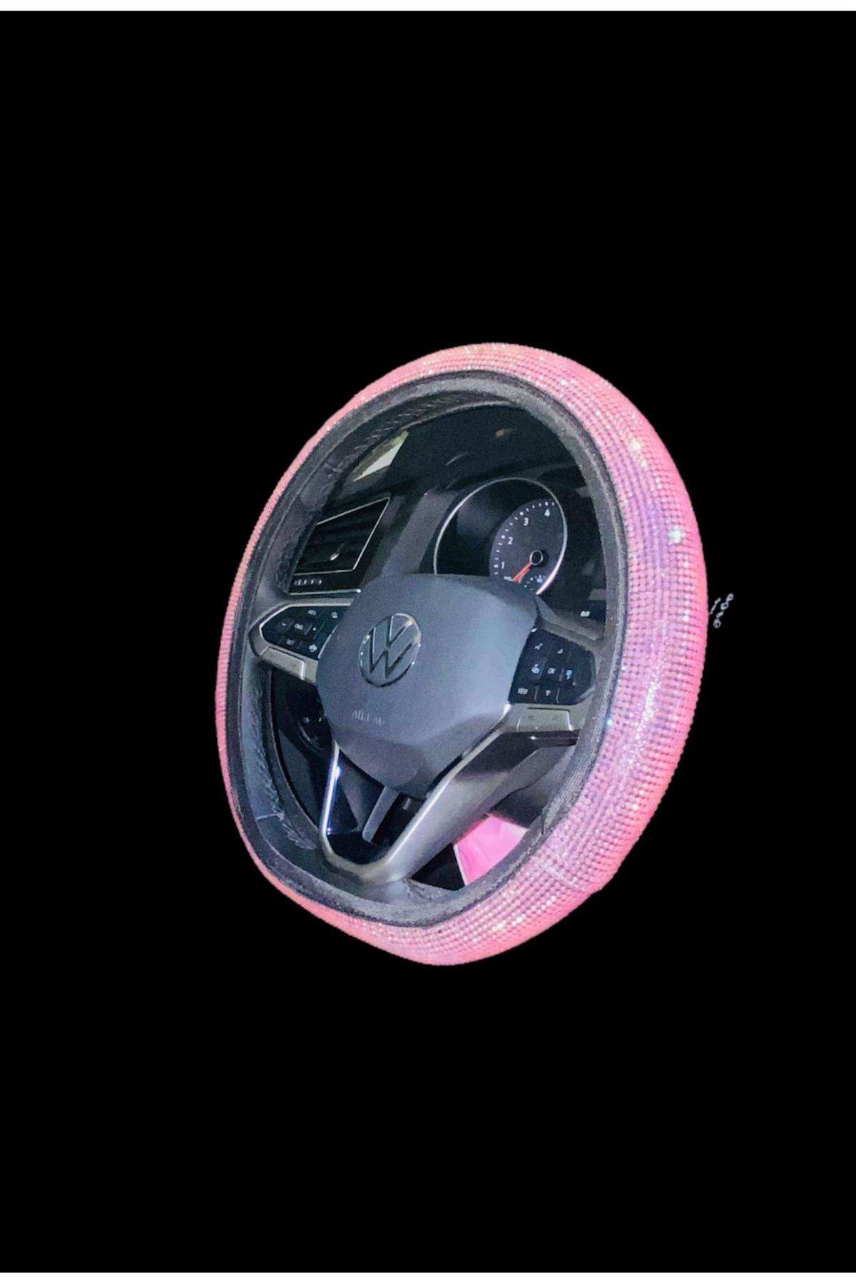 Pembe Taşlı Direksiyon Kılıfı 38-40 Cm