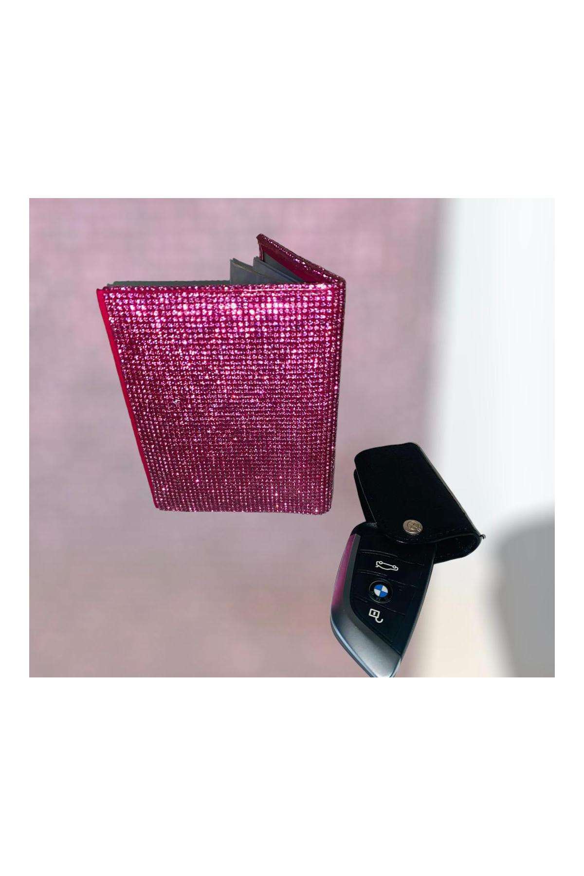 Pembe taşlı ruhsat kılıfı