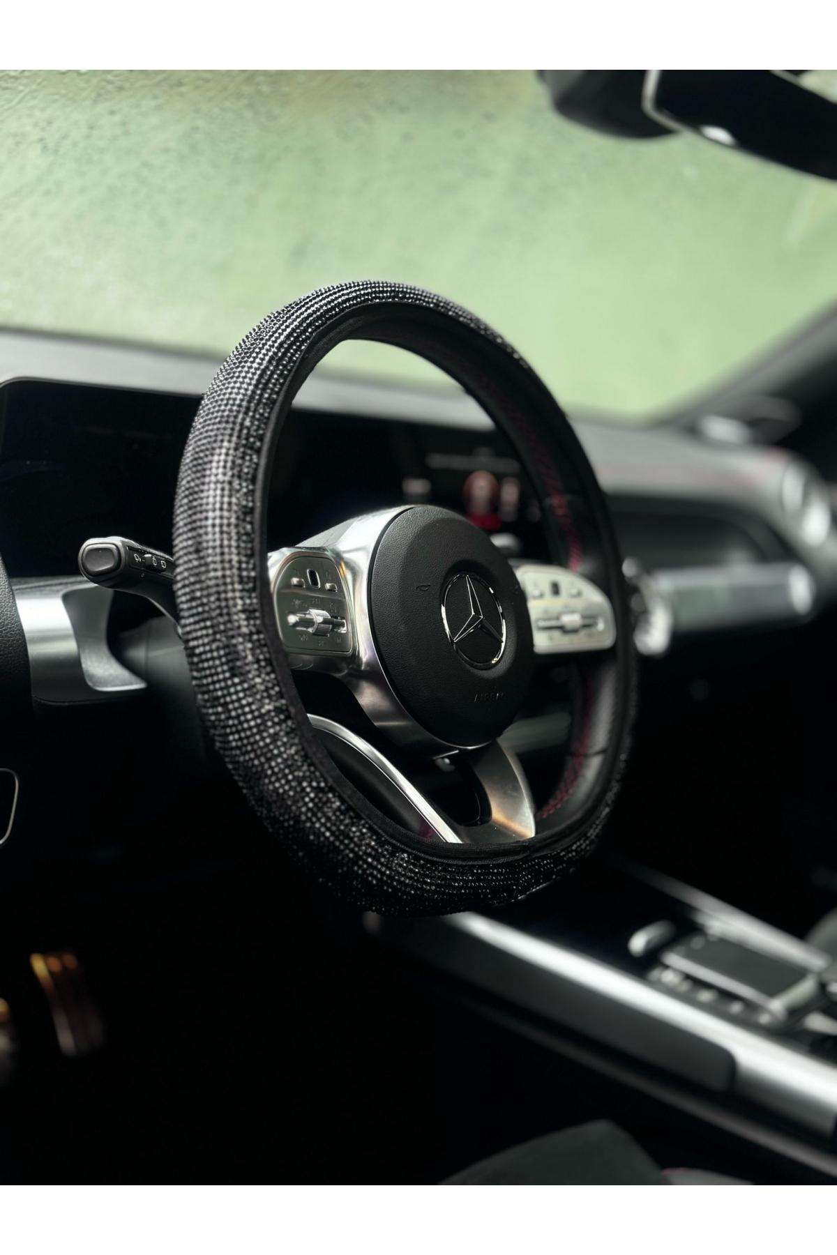 Peugeot uyumlu kristal siyah taşlı direksiyon kılıfı