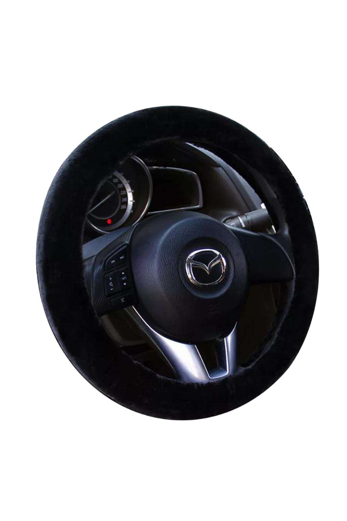 Siyah peluş yumuşacık direksiyon kılıfı