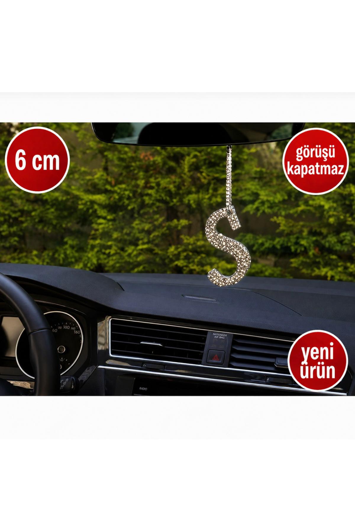 Görüşü engellemeyen Gümüş Taşlı Dikiz Ayna Kolye Süsü S Harfi