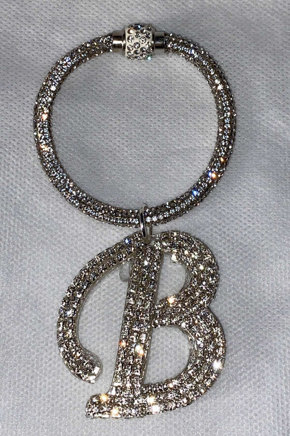 Swarovski Taşlı Bileklik Anahtarlık B Harfli