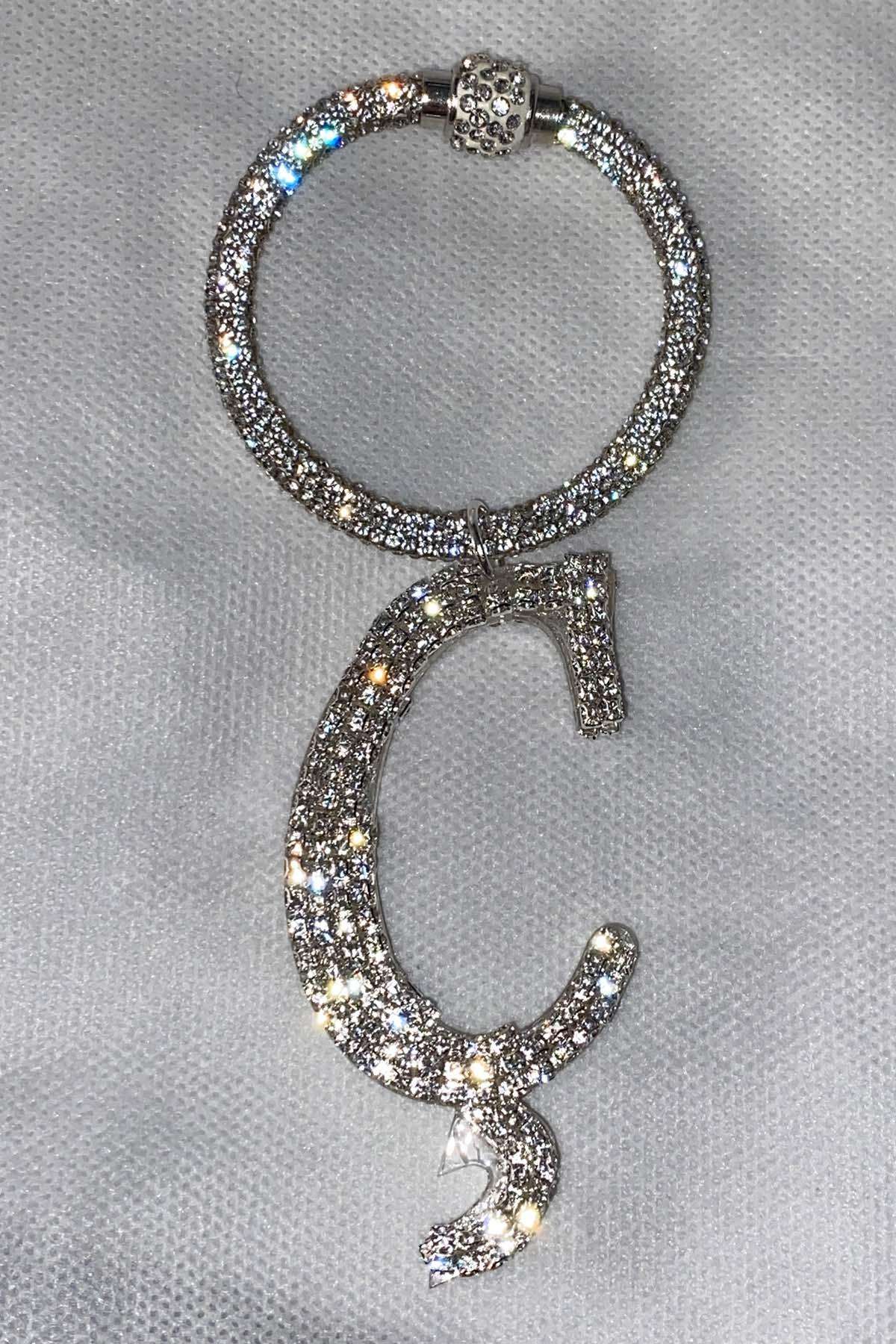 Swarovski Taşlı Bileklik Anahtarlık Ç Harfli