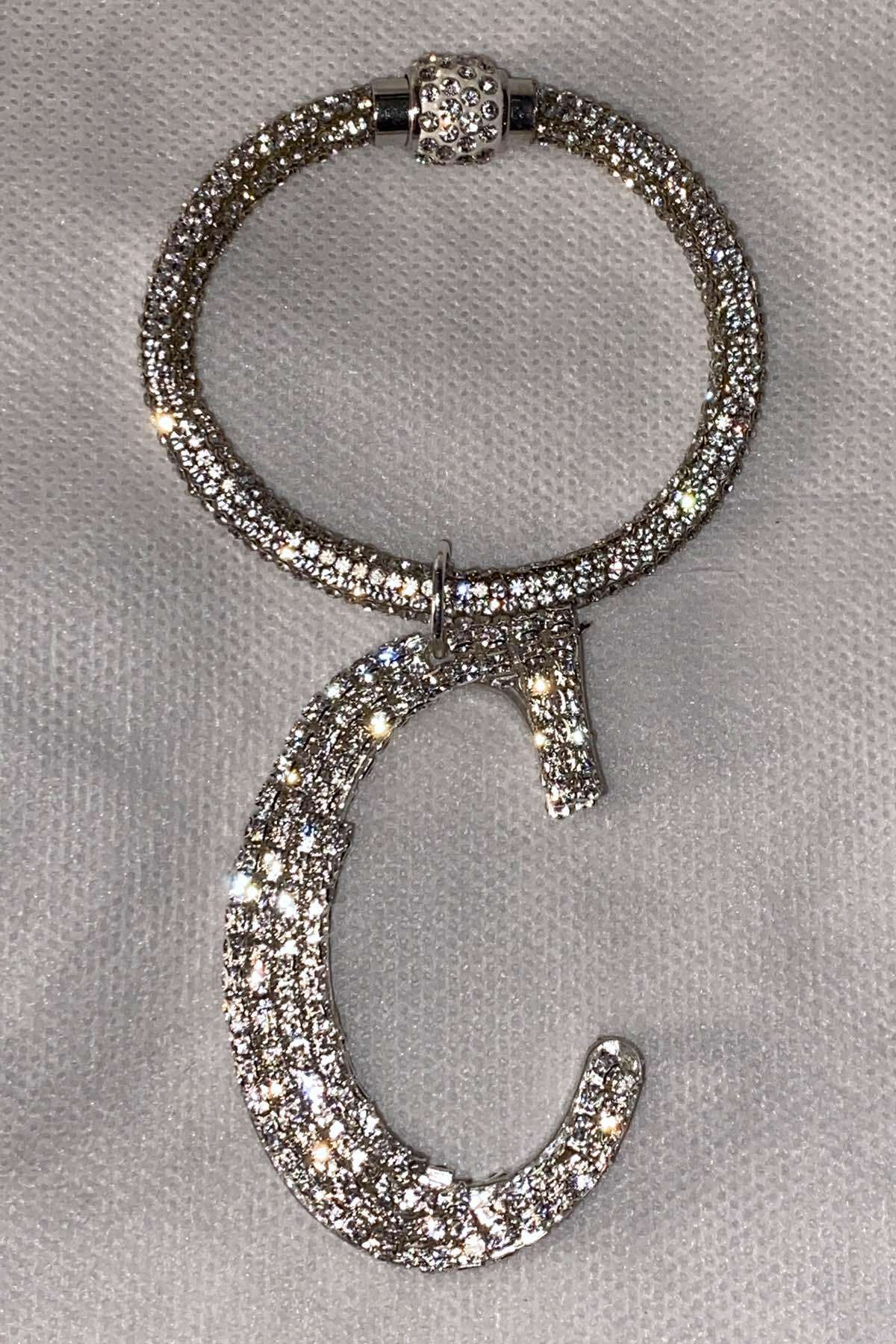 Swarovski Taşlı Bileklik Anahtarlık C Harfli