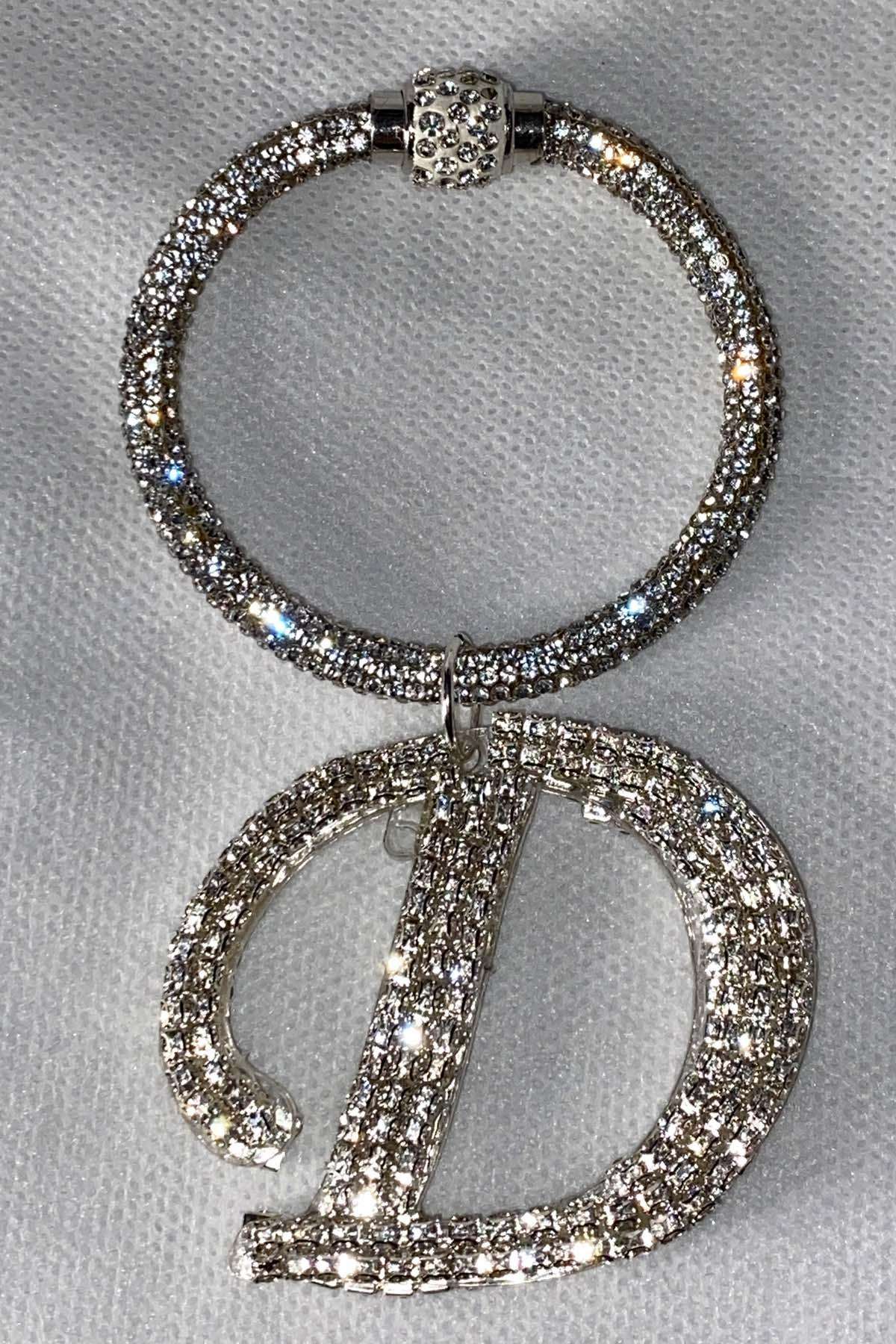 Swarovski Taşlı Bileklik Anahtarlık D Harfli