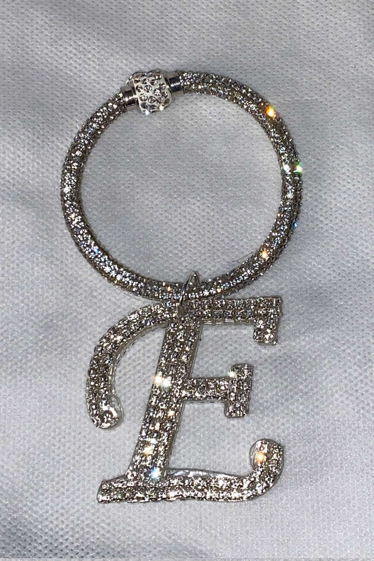 Swarovski Taşlı Bileklik Anahtarlık E Harfli