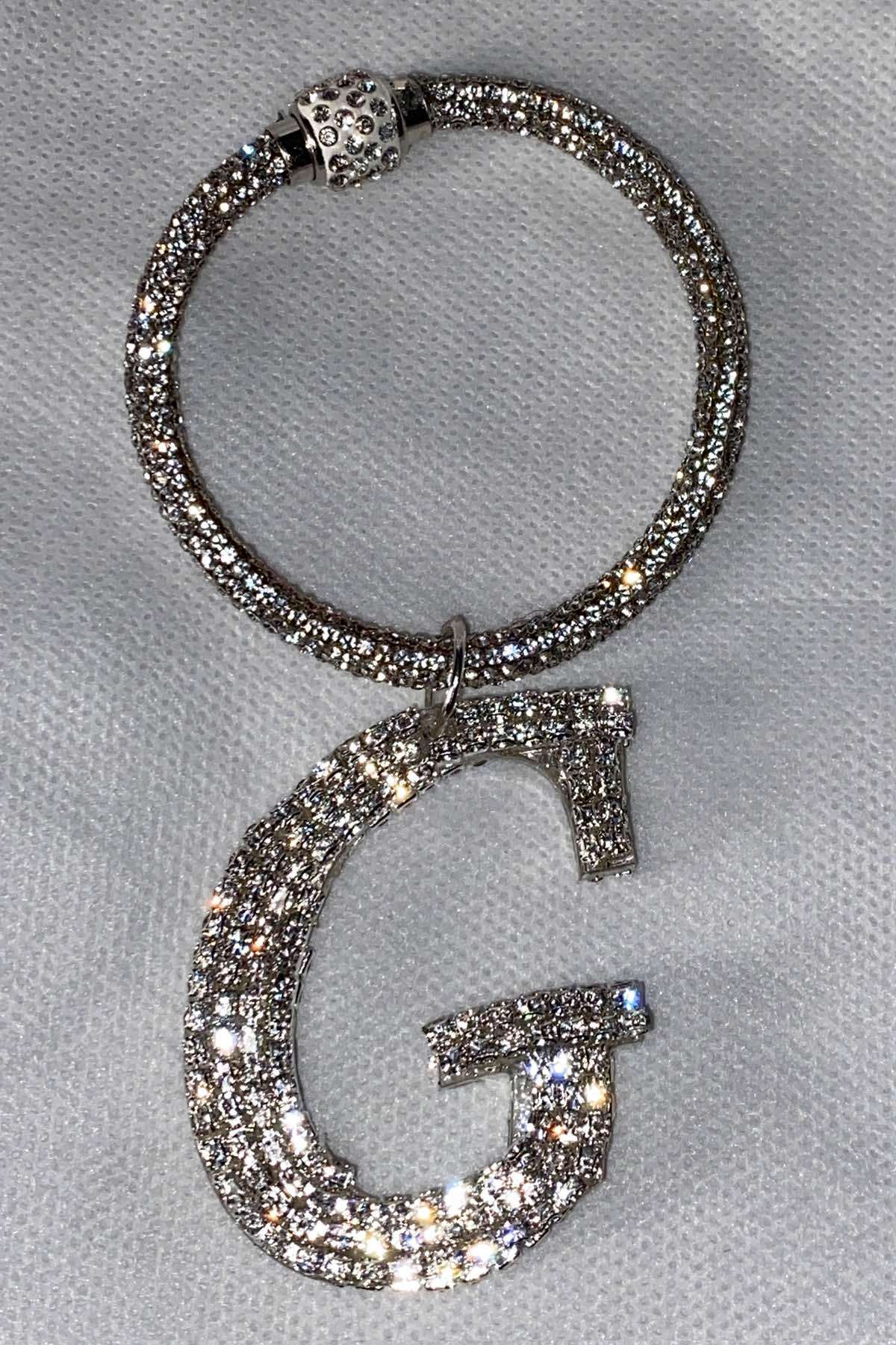 Swarovski Taşlı Bileklik Anahtarlık G Harfli