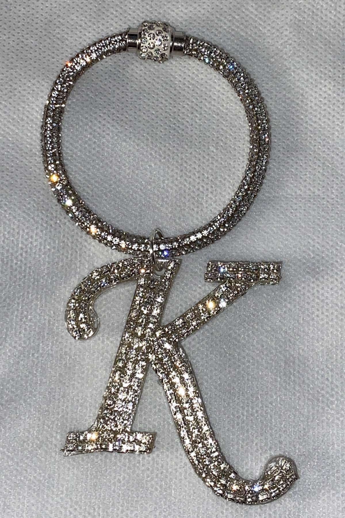 Swarovski Taşlı Bileklik Anahtarlık K Harfli