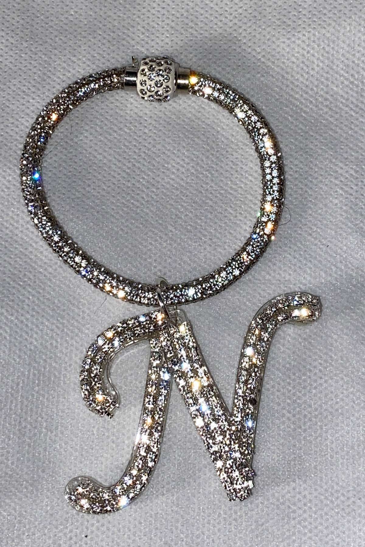 Swarovski Taşlı Bileklik Anahtarlık N Harfli
