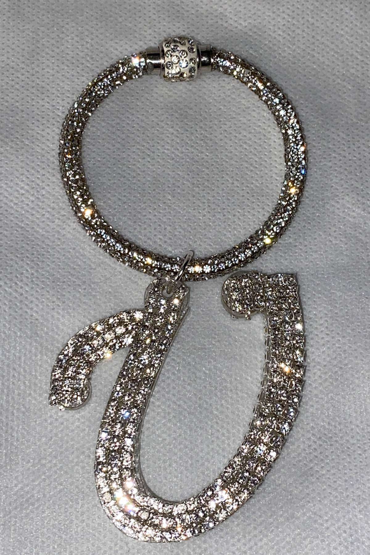 Swarovski Taşlı Bileklik Anahtarlık U Harfli