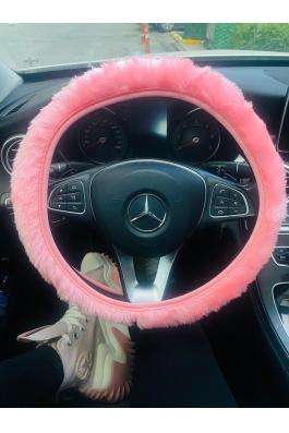 Açık pembe Peluş Her marka araca uygun direksiyon kılıfı
