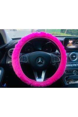 Fuşya pembe Peluş Her marka araca uygun direksiyon kılıfı