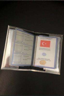 Gümüş Taşlı Parlak Ruhsat Kılıfı