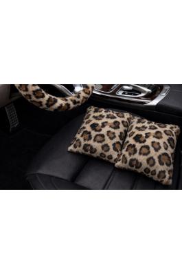 Leopar desen peluş araç içi koltuk başı yastık minder