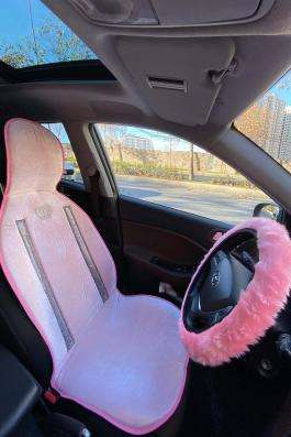 Pembe Koltuk Kılıfı Taşlı 2li