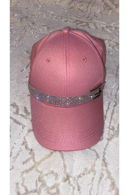 Pembe Swarovski Taşlı Kemer Tokalı Bayan Güneş Şapkası