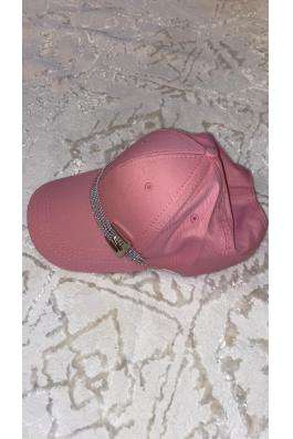 Pembe Swarovski Taşlı Kemer Tokalı Bayan Güneş Şapkası