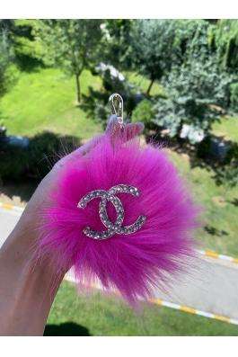 Pembe Tüylü Taşlı Anahtarlık