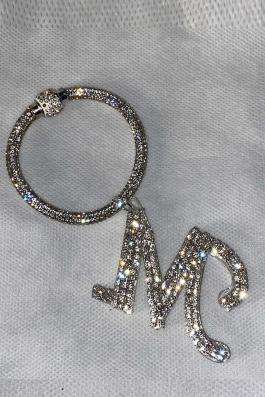 Swarovski Taşlı Bileklik Anahtarlık M Harfli
