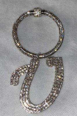 Swarovski Taşlı Bileklik Anahtarlık U Harfli