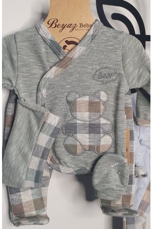 Beyaz Bebe Ayılı Beşli Bebe Takım